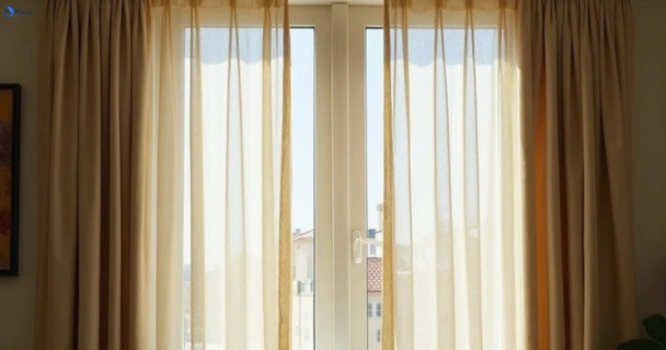Dull dusty drapes in warana before professional cleaning